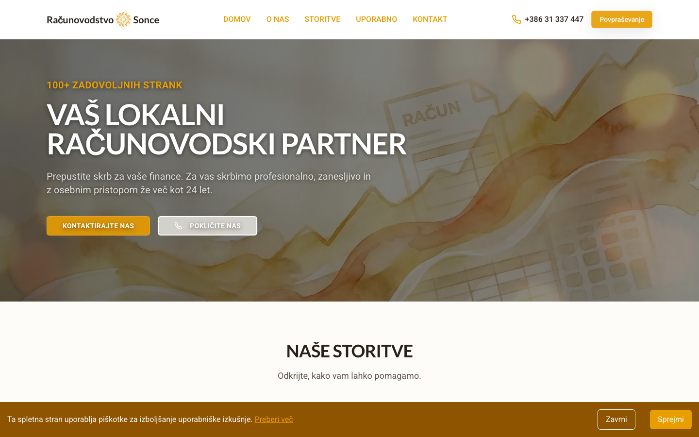 Računovodstvo Sonce website screenshot