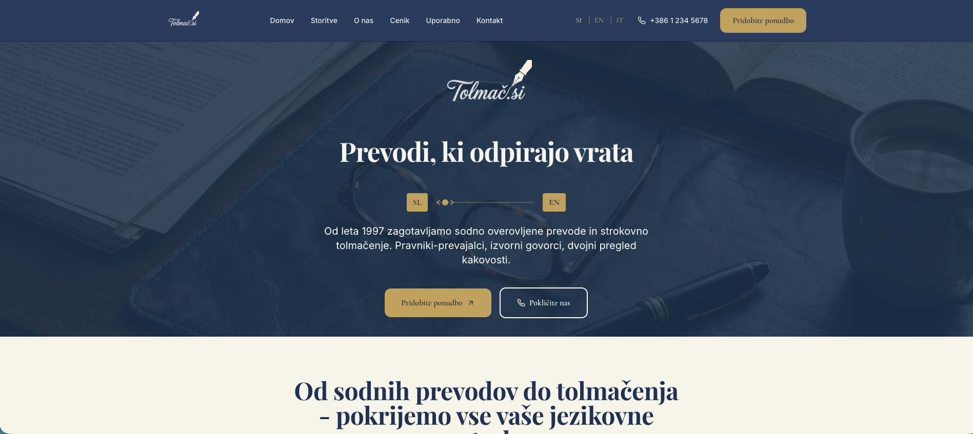 Tolmac.si website screenshot